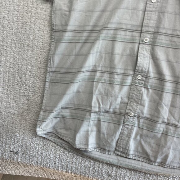 O'Neill Button Up Shirt Off-White / Grey w/Blue Striped Short Sleeve Surf Men XL - Picture 6 of 15